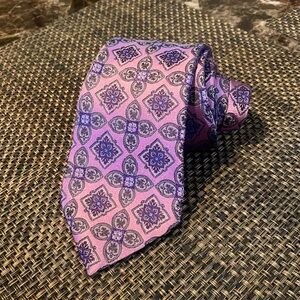 ERMENEGILDO ZEGNA Pink & Purple Diamonds Tie Made in Italy 3.5 width